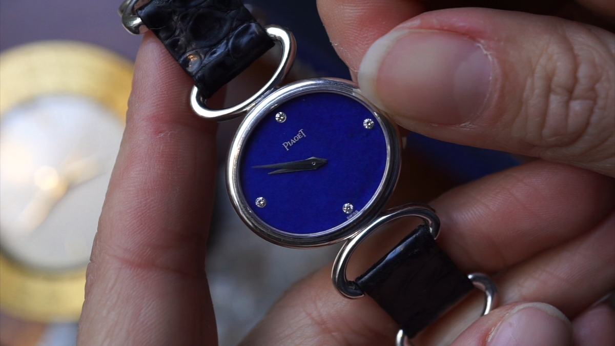 Piaget 18k White Gold Lapis & Diamond Dial #9212 Rare Model
