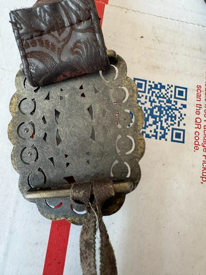 Cinturón atado cintura boho vintage con hebillas ovaladas detalle de diamantes de imitación piedra color ámbar Foto 4 de 4