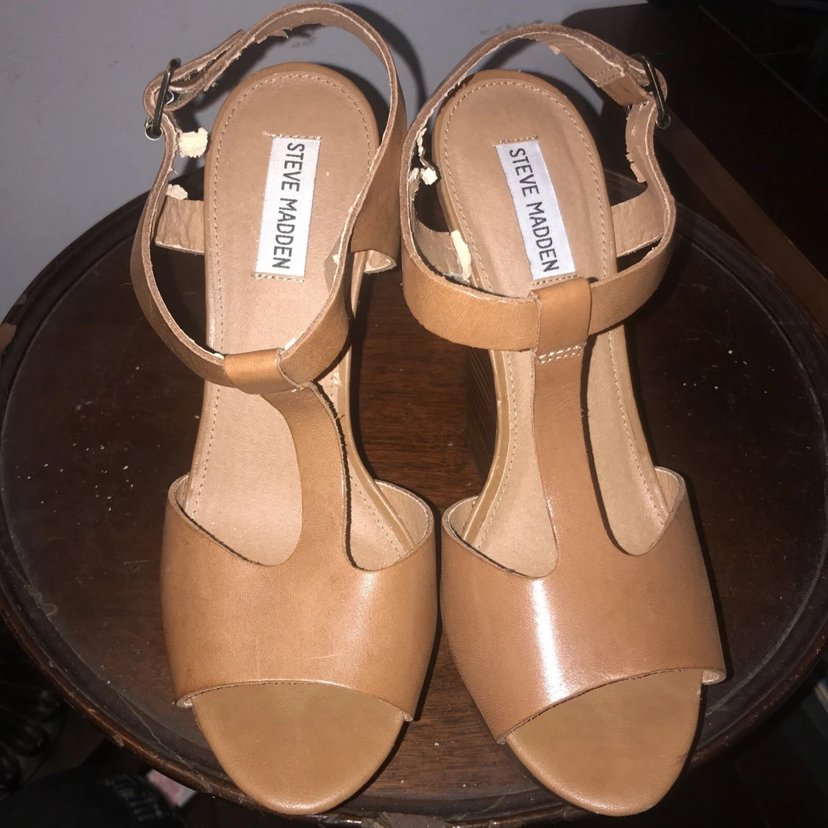 steve madden brown wedge heels