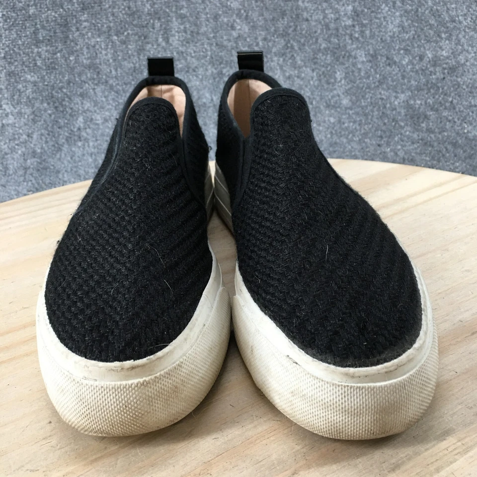 Zapatos restringidos para mujer 9,5 plataforma sin cordones negros imitación cuero punta almendra baja Foto 4 de 4