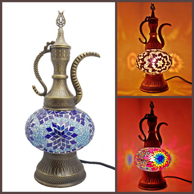 Handmade Turkish Moroccan Bohemian Glass Mosaic Teapot Desk Table Lamp Light Ebay