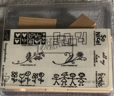 Stampin Up Smorgasborders Set of 9 New 2004 Rubber Stamps Cards Crafts Albums