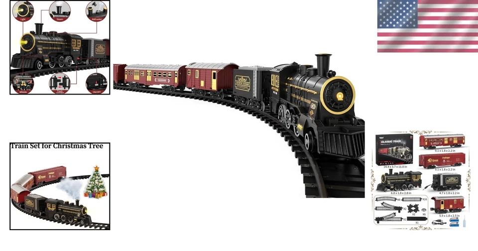 Rechargeable Train Set with Smoke, Sounds & Lights - Safe Toys for Ages 3-12 - Image 2 of 4