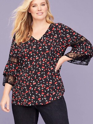 Women's Plus Size 2X 3X 4x 22/24 26/28 Tiered Ruffle Lance Sleeve Blouse Top
