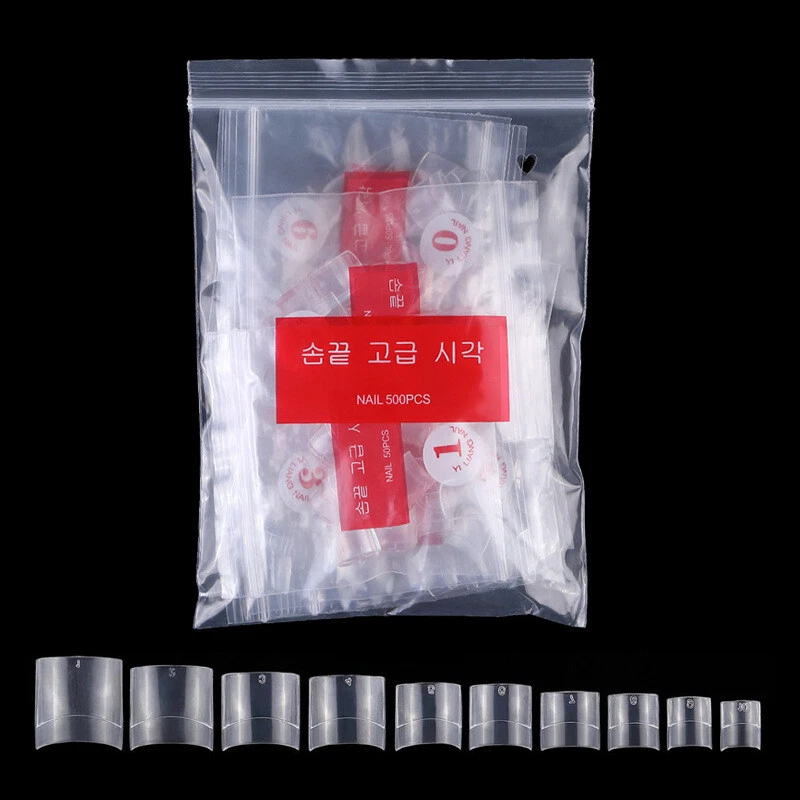 Square Nail Tips Half Cover Natural Clear Acrylic Nails French Short False Nails - Image 2 of 4