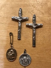 Lot Of 2 Crosses And 2 Charms Christ Saved THAT ALL MAY BE ONE 2” Perpetual Help