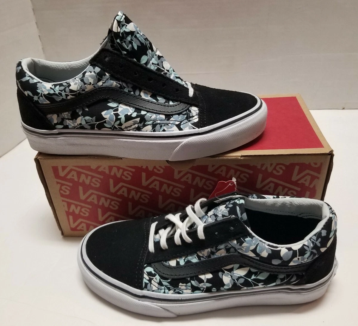 wonder bladeren Gedateerd Vans Old Skool Floral Black White Blue Flowers Women&#039;s Sz 5 NEW  VN0003Z6IJ8 | eBay