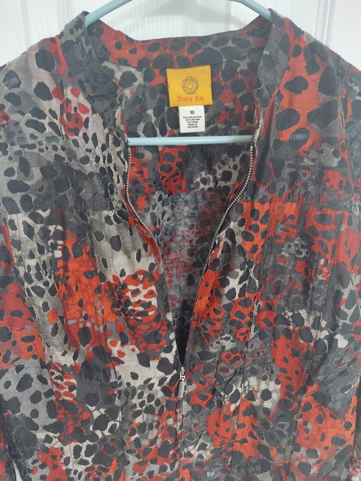 Ruby Rd Red Multicolored Lightweight Jacket Size … - image 4