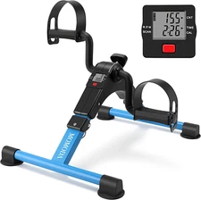 Under Desk Bike for Leg, Arm Pedal Exerciser Foldable Peddler LCD Display (BLUE)