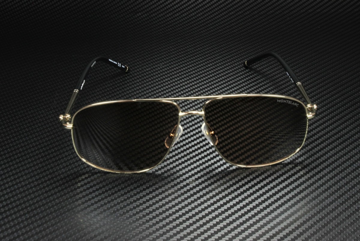 MONTBLANC MB0069S 001 Aviator Gold Light Gold Brown 60 mm Men 