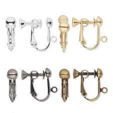 10 24 100 Adjustable Clip On Hinged Screw Back Earrings Findings With Loop