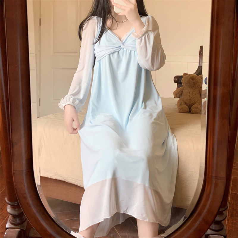 Lady Mesh Nightdress Sleepwear Lace Trim Princess Nightie Nightgown Long Dress | eBay Lady Mesh Nightdress Sleepwear Lace Trim Princess Nightie Nightgown Long Dress | eBay
