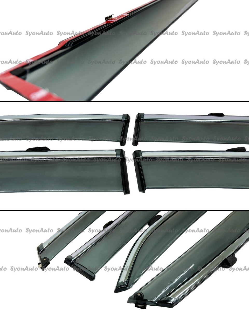 For 23-24 11th Honda Accord Black Trim Clip-on Smoked Window Visor Rain