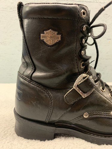 Harley-Davidson Herren Leder Motorradstiefel Schwarz Größe 10 Schnürschnalle - Bild 3 von 16