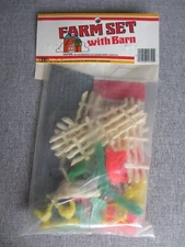 Vintage Tim Mee Plastic Farm Yard Play Set with Barn 26 Pieces,  Made in USA