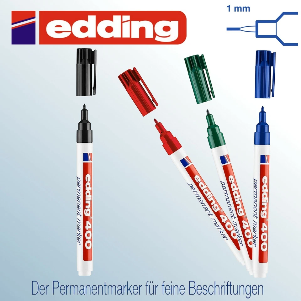 Edding 400 Permanent Marker Permanentmarker schwarz blau grün rot wählbar !NEU!