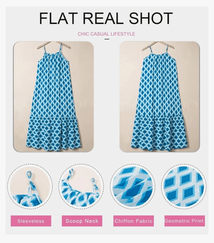 NEW Spaghetti Strap Scoop Neck Smocked Ruffle Flowy Maxi Dress S - Picture 2 of 6