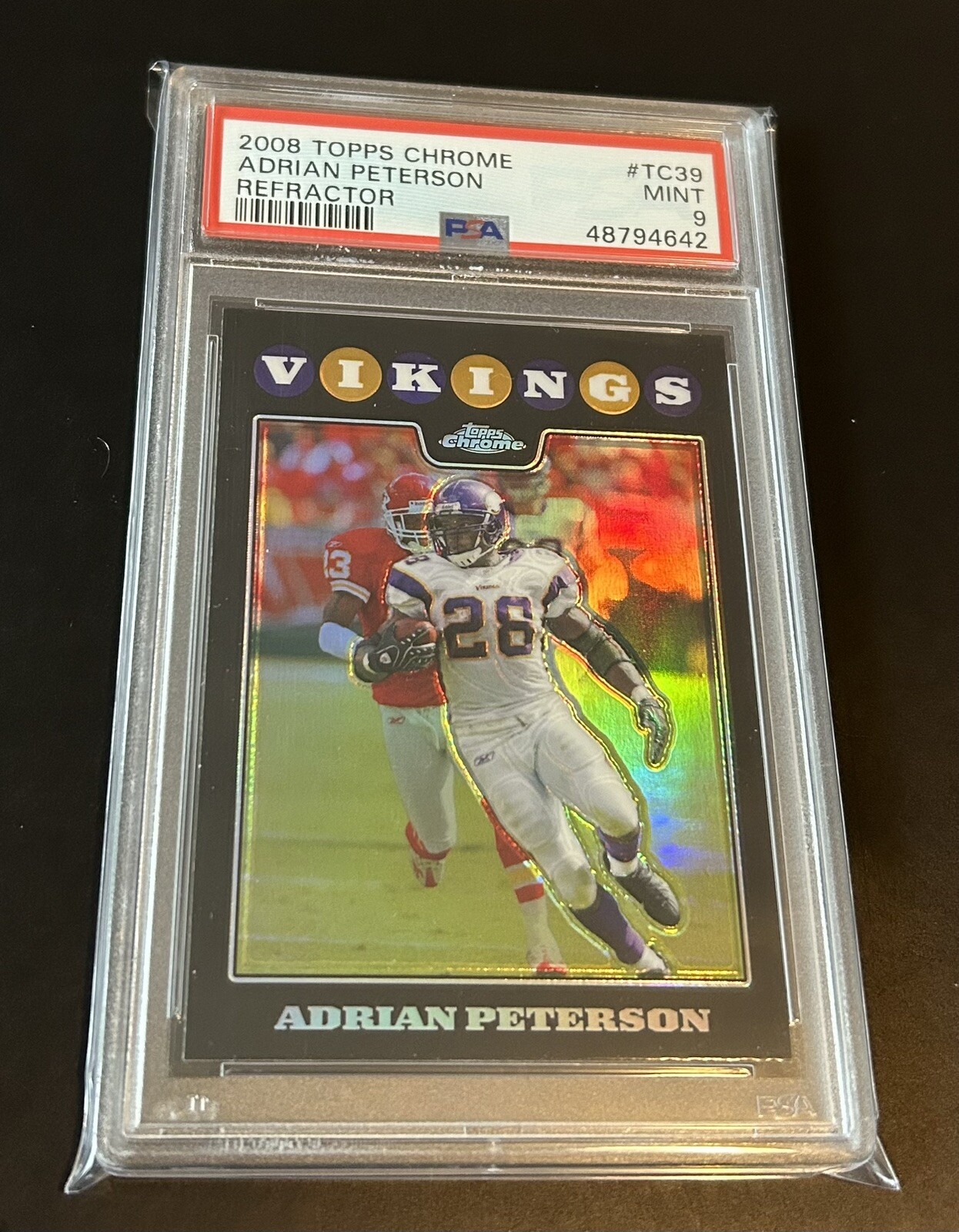 2008 Topps Chrome Adrian Peterson Refractor PSA 9 Mint Minnesota Vikings #TC39