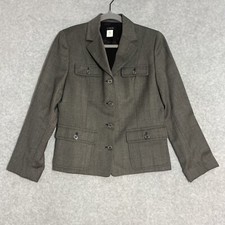 VTG J.Crew Wool Utility Blazer Jacket Womens 6 Brown Academia Lined