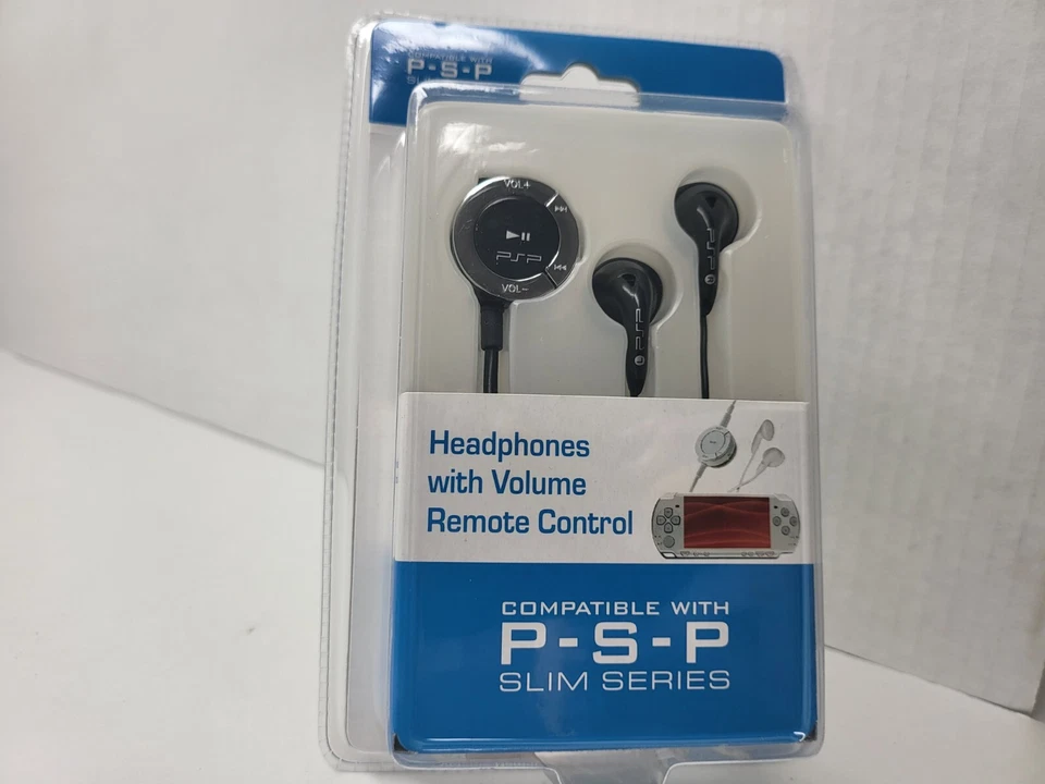 NEW Black Earbuds Earphones/Volume Remote Control for PSP Slim 2000 or 3000 #11A - Image 2 of 4