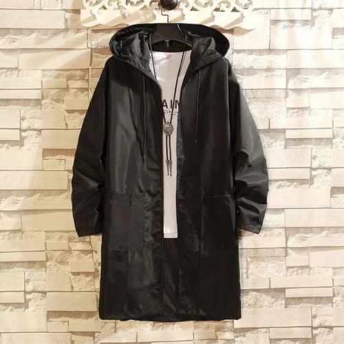 Neu Sommer Herren dünne lange Kapuzenjacken lässig Sonnenschutz Mantel Windbreaker Geschenk - Bild 11 von 14