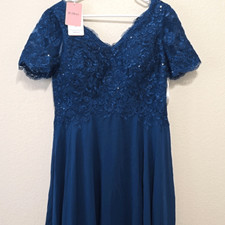 Formal, ink blue (almost teal) long dress. 8