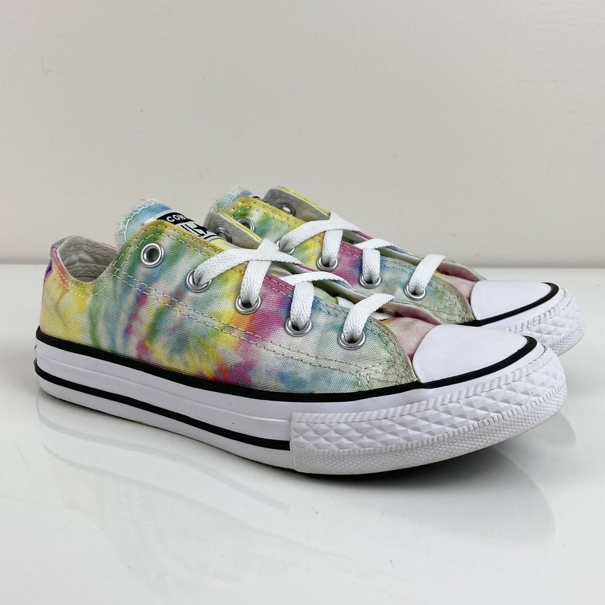 Converse Girls All Star Chuck Taylor Low Top Rainbow Tie Dye Shoes Size