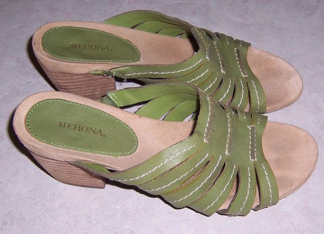MERONA Green Strappy Sandals Slides Open Toe 3