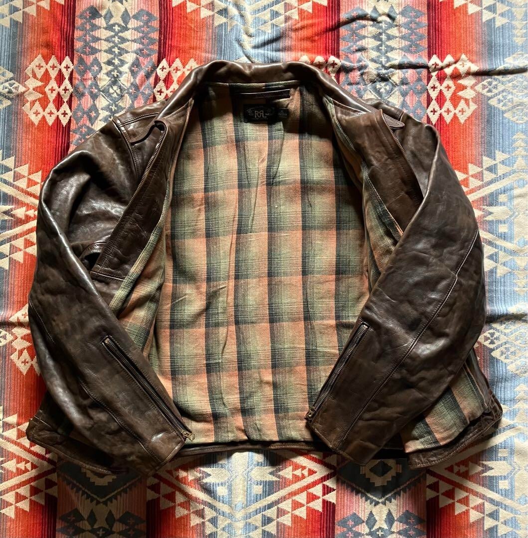 RRL Fenton Leather Jacket XL Dark Brown Italian Calfskin Rare