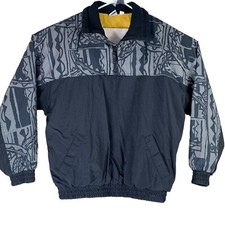 Vintage Sz XL Windbreaker Ocean Pacific 1/4 Zip Pullover Gray Black Pockets Mens