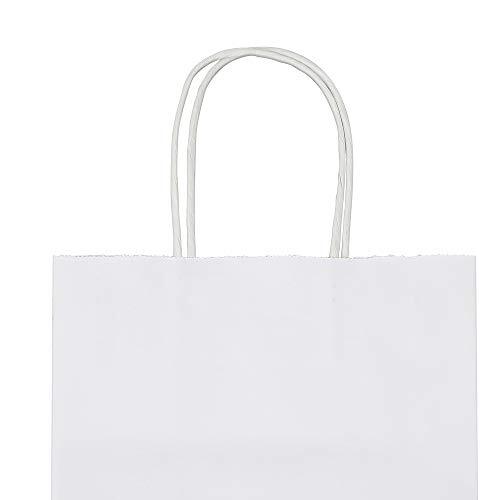 Pack 8x4.75x10 inch Medium White Kraft Paper Bags with Handles Bulk