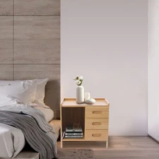 3 Tiers Nightstand Storage Box Bedside Table End Side Organizer For Bedroom Home