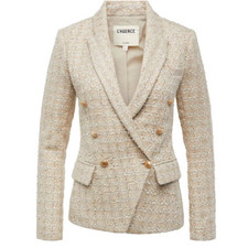 L'agence Kenzie Double Breasted Blazer Tweed Jacket Rose Gold