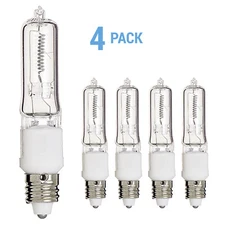 4 Pack Q100CL/MC Clear Bulb 100W Watt 120V JD T4 Mini Candelabra E11 Warm White