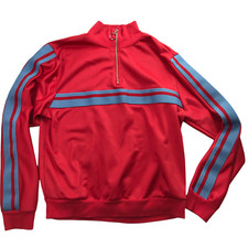 Topshop Track Jacket Women's Us 6 Eur 38 Red Blue Stripe Long Sleeve 1/4 Zip