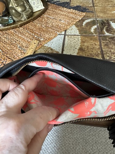 India Hicks Carmen BLACK Soft Supple Leather Clutch w/Large Agra Tassel 12”x 9 - Picture 14 of 17