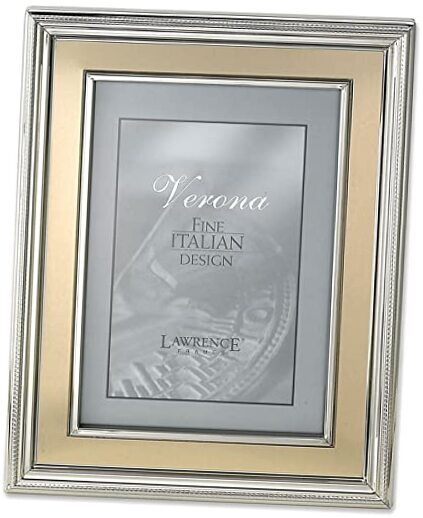 Silver Plated Metal Picture Frame, Brushed Gold Inner Panel 8x10 Silver/Gold