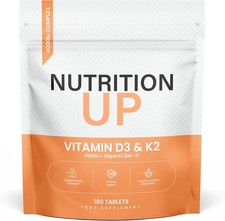Vitamin D3 & K2 Tablets 4000IU + 100ug MK-7 – 180 High Strength Tablets – Suppor