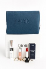 Dior Makeup Gift Set   Blue Pouch, Lip Maximizer, Mascara, Rouge Dior Lipstick