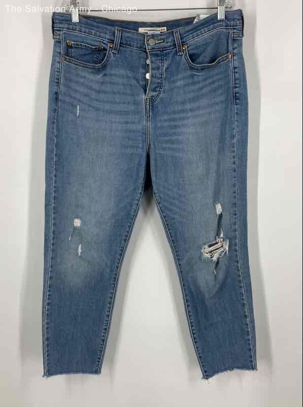 Levi's Womens Blue Denim Wedgie 5-Pockets Design Skinny Jeans Size 16W