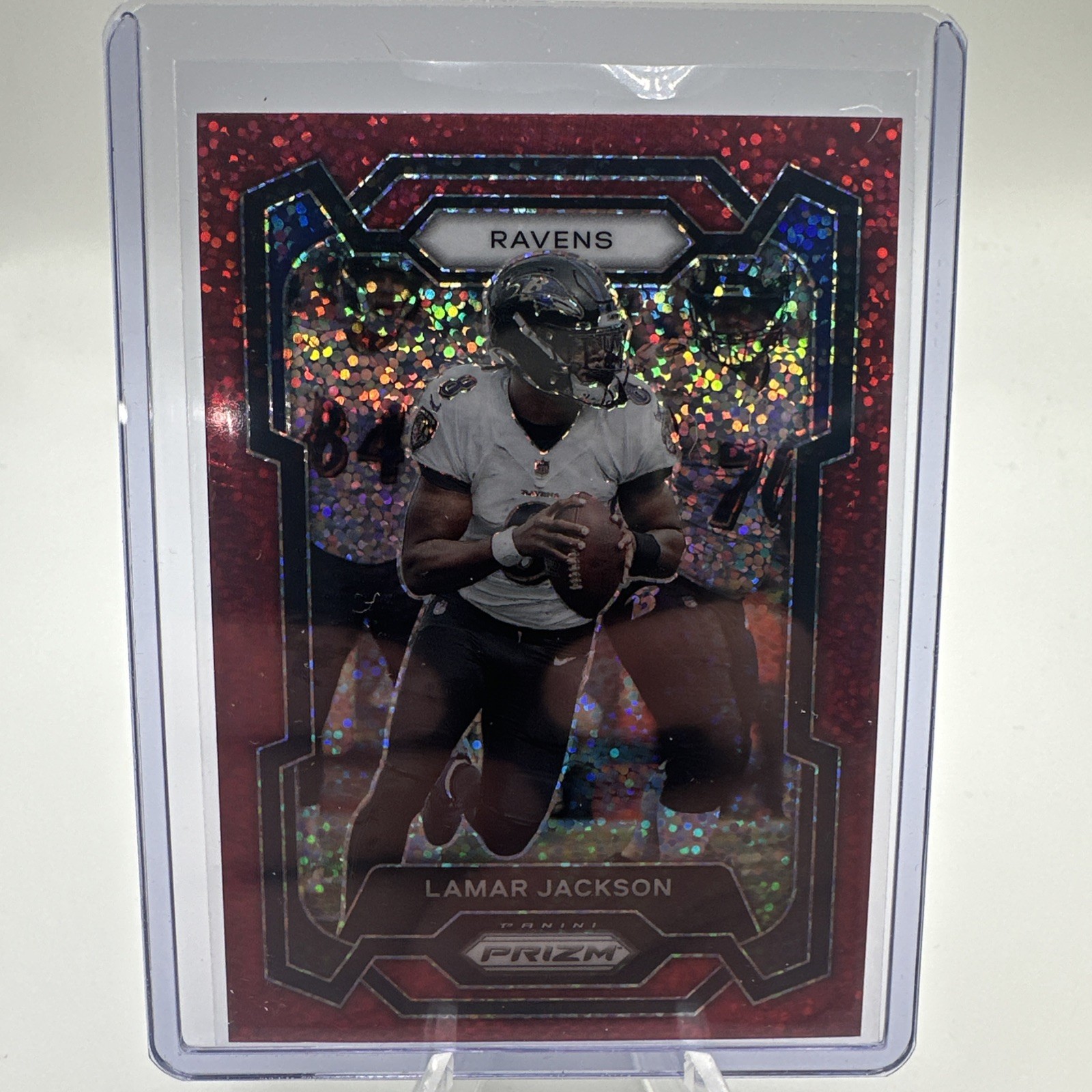 2023 Panini Prizm - Lamar Jackson #18 Red Sparkle Prizm