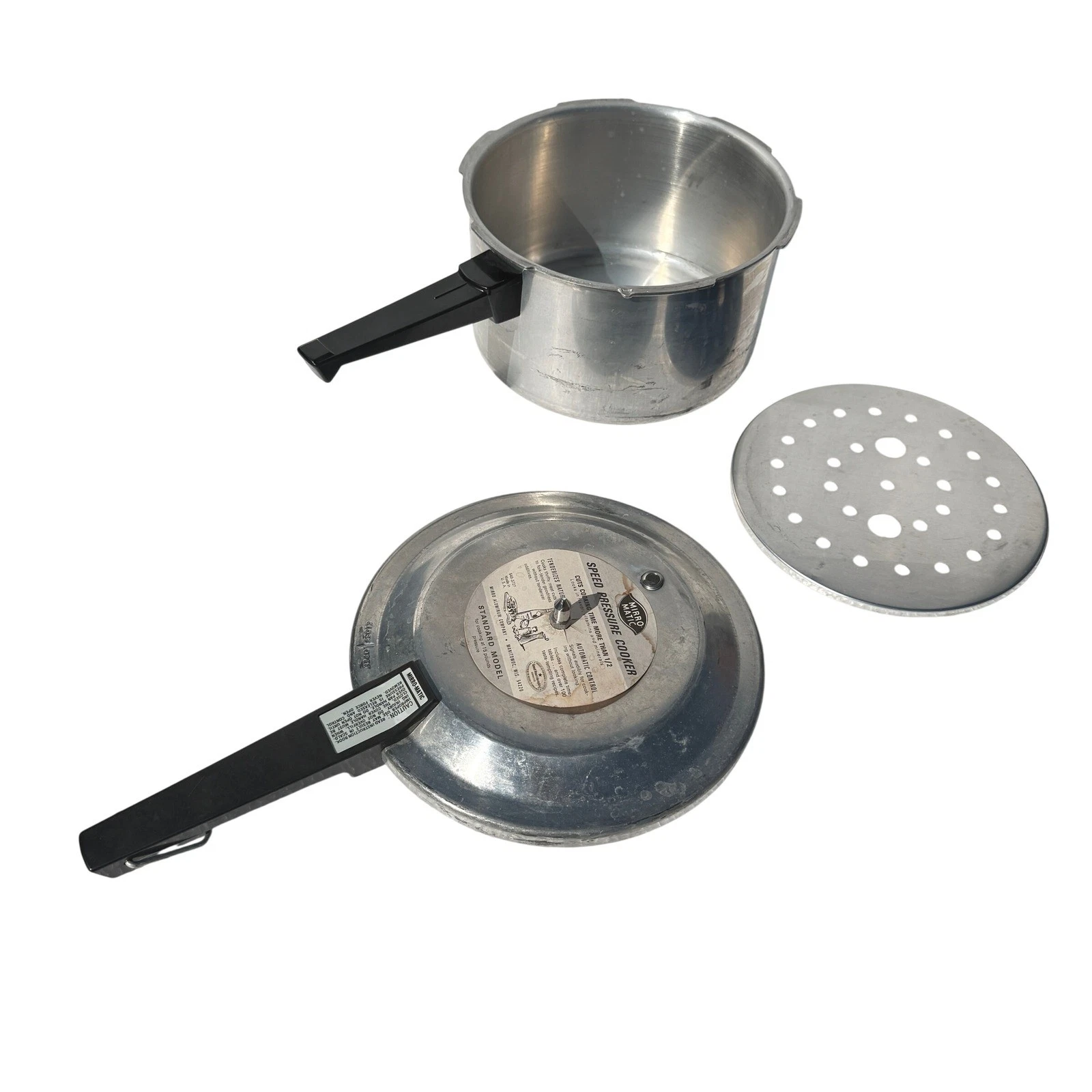 Mirro-Matic Speed Pressure Cooker 4 Qt Aluminum Standard Model Vintage USA