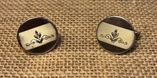 Large Vintage Fleur de Lis Cufflink Set. Patent no. Machines Turned Backs