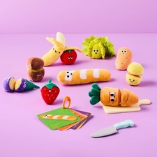 Plush Food Play Set : Kitchen Toy for Toddlers, Play Vegetables Fruit,18 Pieces