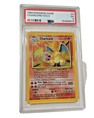1999 Pokemon Base Set Charizard Holo 4/102 PSA 5 WOTC Unlimited
