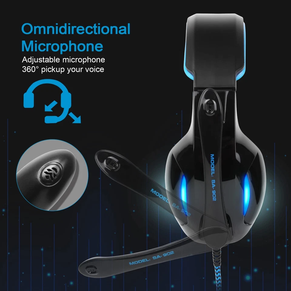 SADES SA902 Stereo Gaming Headset 7.1 USB Surround Sound PC Headsets Over-Ear... - Image 4 of 4