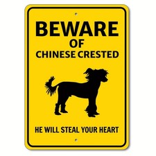 Beware of Chinese Crested Dog High Tin Metal Signs Home D cor 8x12