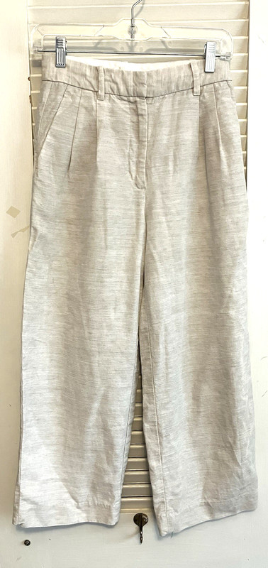 SZ 2 WILFRED THE EFFORTLESS PANTS Heathered Oatmeal Crop Wide Leg
