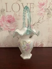 Fenton Garden Berries Basket “Glass Legacy” Bill F Signature Aquamarine Handle