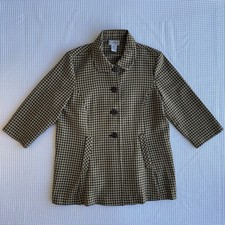 K.C. Spencer New York Houndstooth Jacket Women’s Size 14 | Brown Tan Blazer